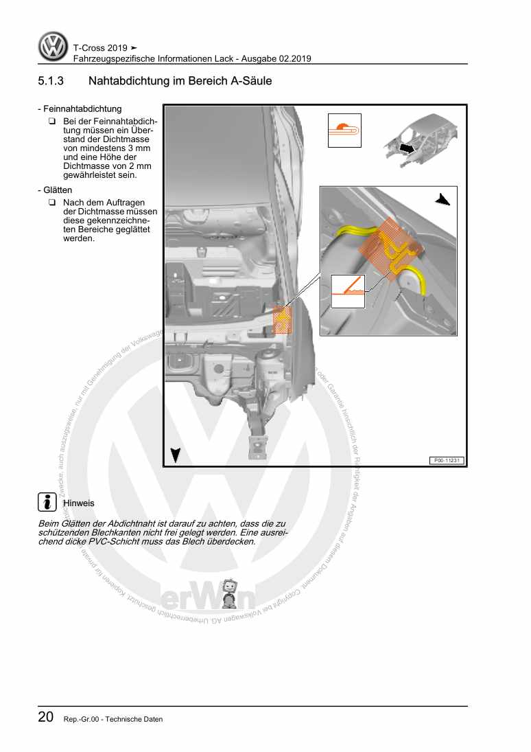 Beispielseite für Reparaturanleitung 2 Fahrzeugspezifische Informationen Lack
