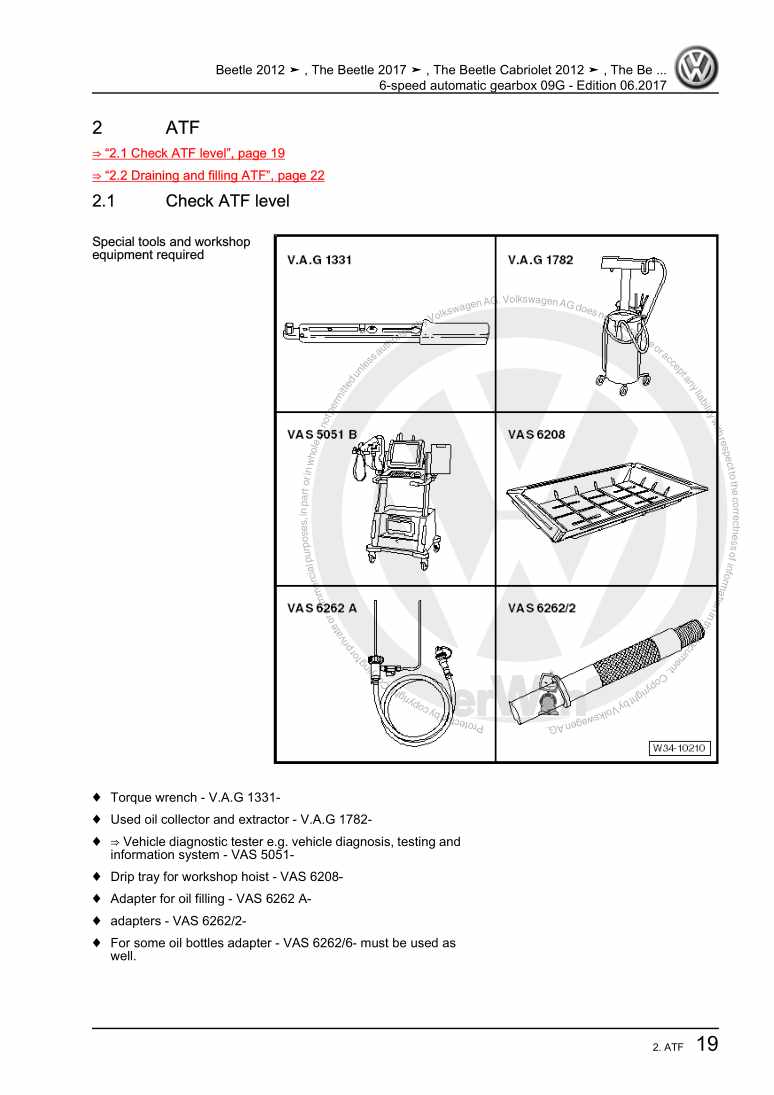 Examplepage for repair manual 6-speed automatic gearbox 09G