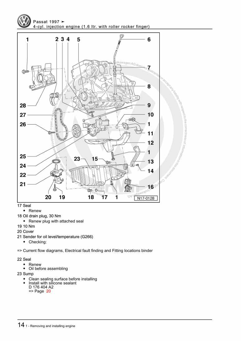Examplepage for repair manual 4-cyl. injection engine (1.6 ltr. with roller rocker finger)