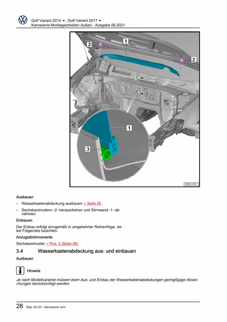 Beispielseite für Reparaturanleitung 3 Karosserie-Montagearbeiten Außen