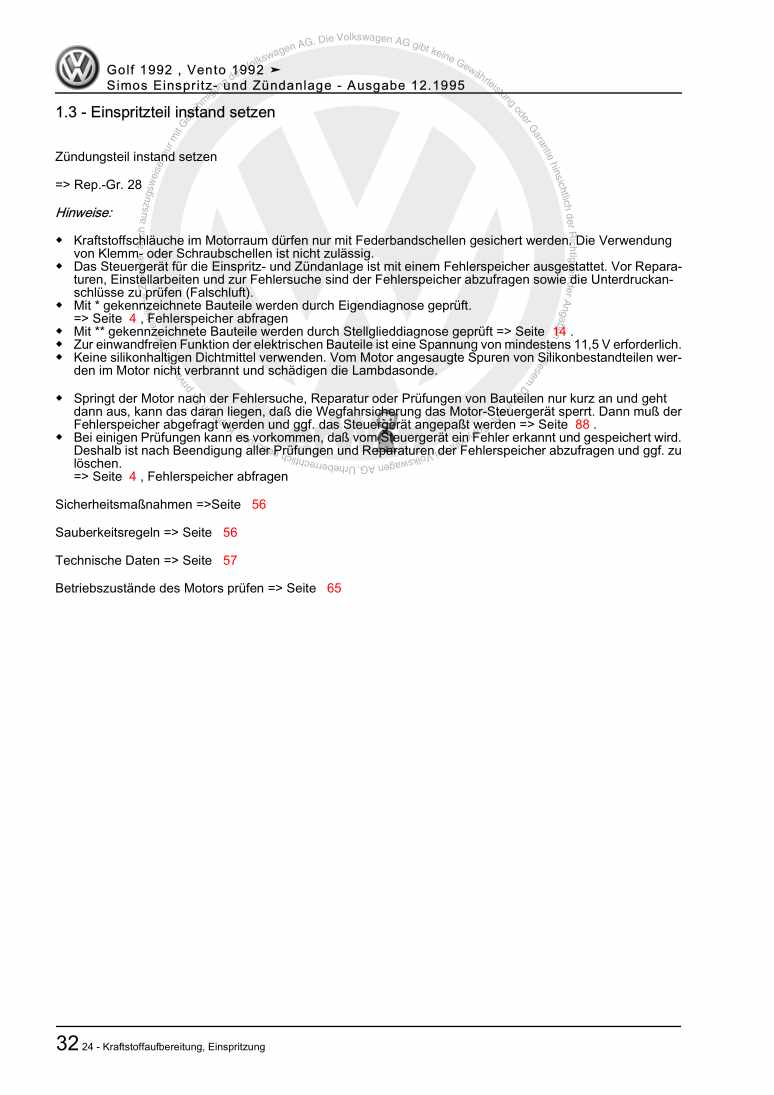Beispielseite für Reparaturanleitung 3 Simos Einspritz- und Zündanlage