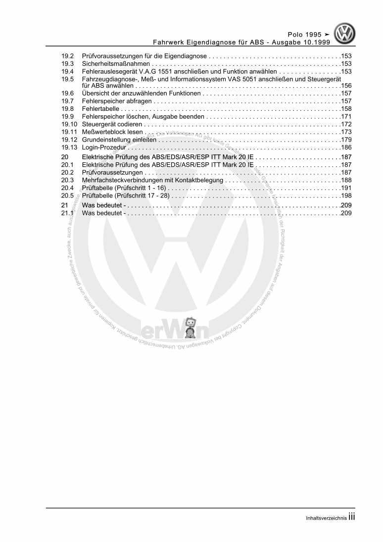 Beispielseite für Reparaturanleitung 3 Fahrwerk Eigendiagnose für ABS