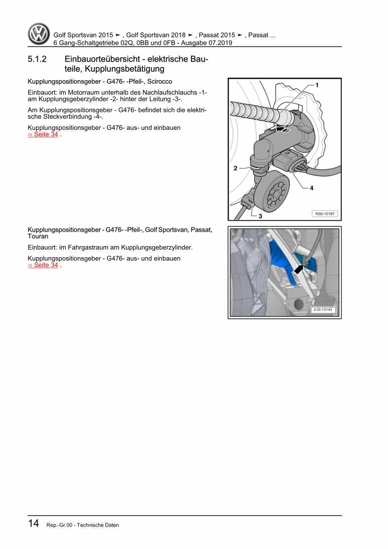 Examplepage for repair manual 6 Gang-Schaltgetriebe 02Q, 0BB und 0FB
