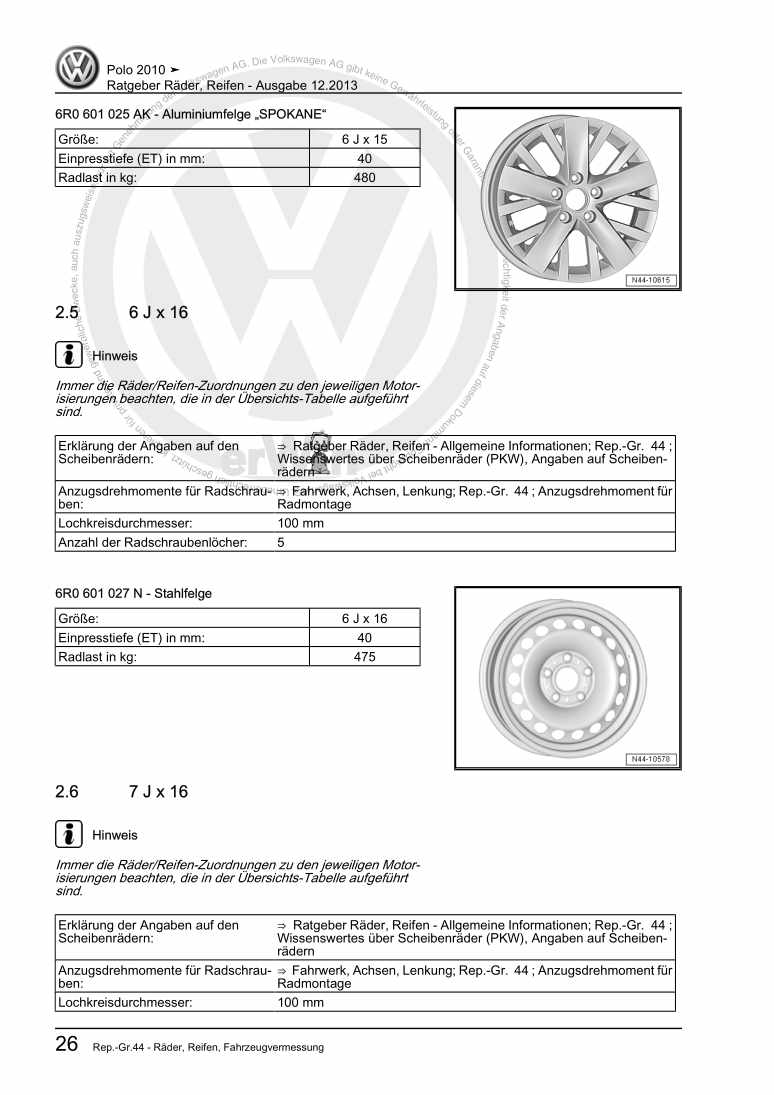 Examplepage for repair manual Ratgeber Räder, Reifen