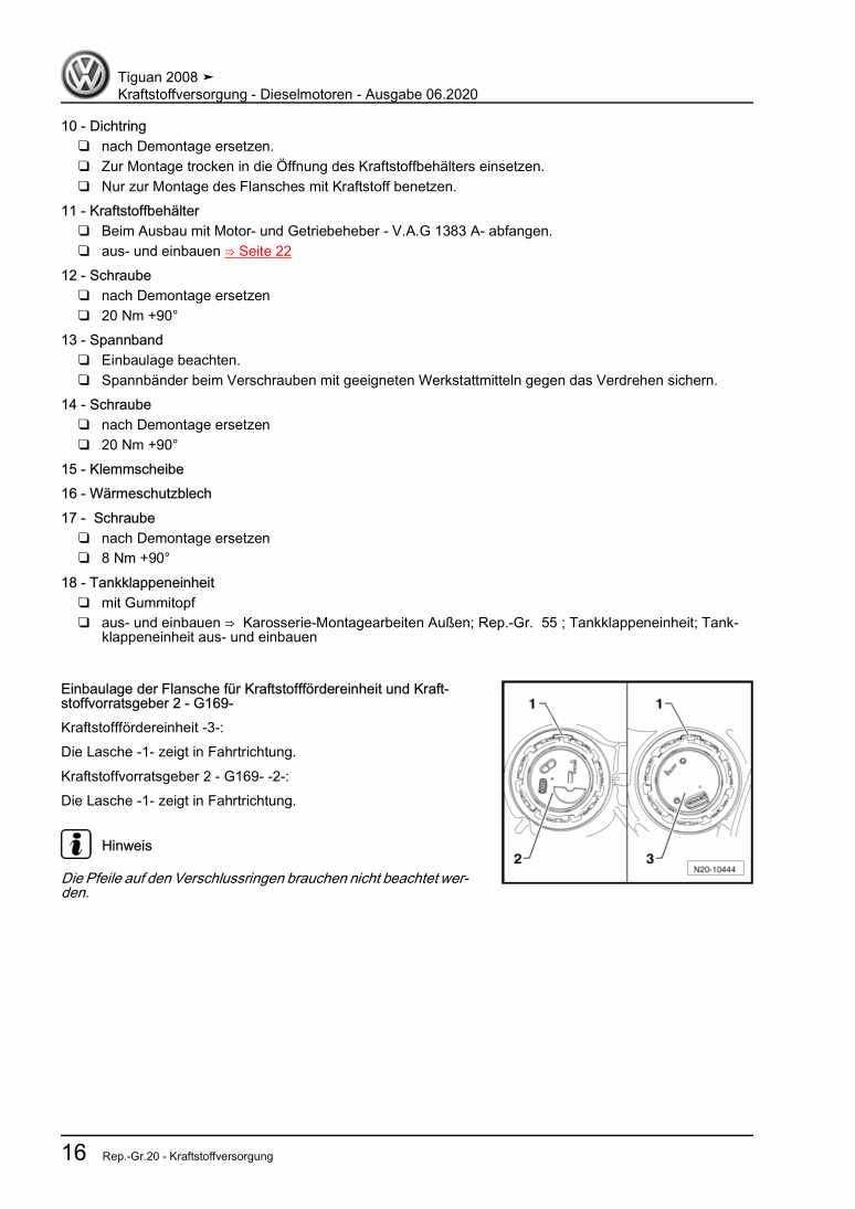 Beispielseite für Reparaturanleitung 3 Kraftstoffversorgung - Dieselmotoren