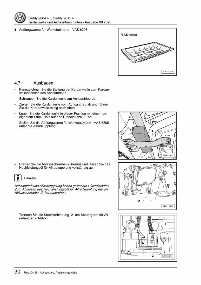 Beispielseite für Reparaturanleitung 2 Kardanwelle und Achsantrieb hinten