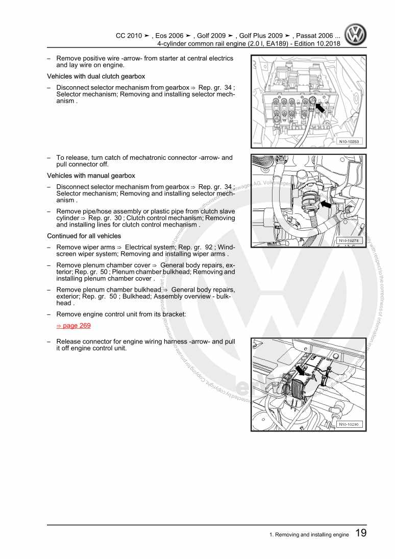 Examplepage for repair manual 3 4-cylinder common rail engine (2.0 l, EA189)
