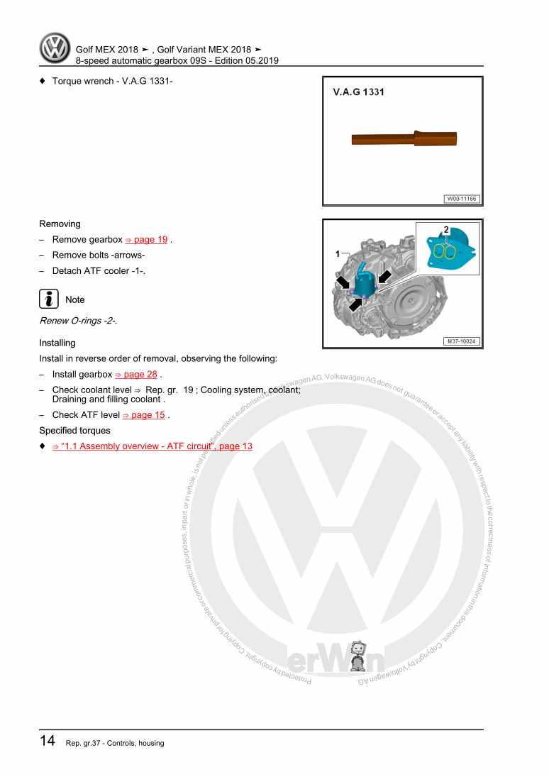 Examplepage for repair manual 3 8-speed automatic gearbox 09S