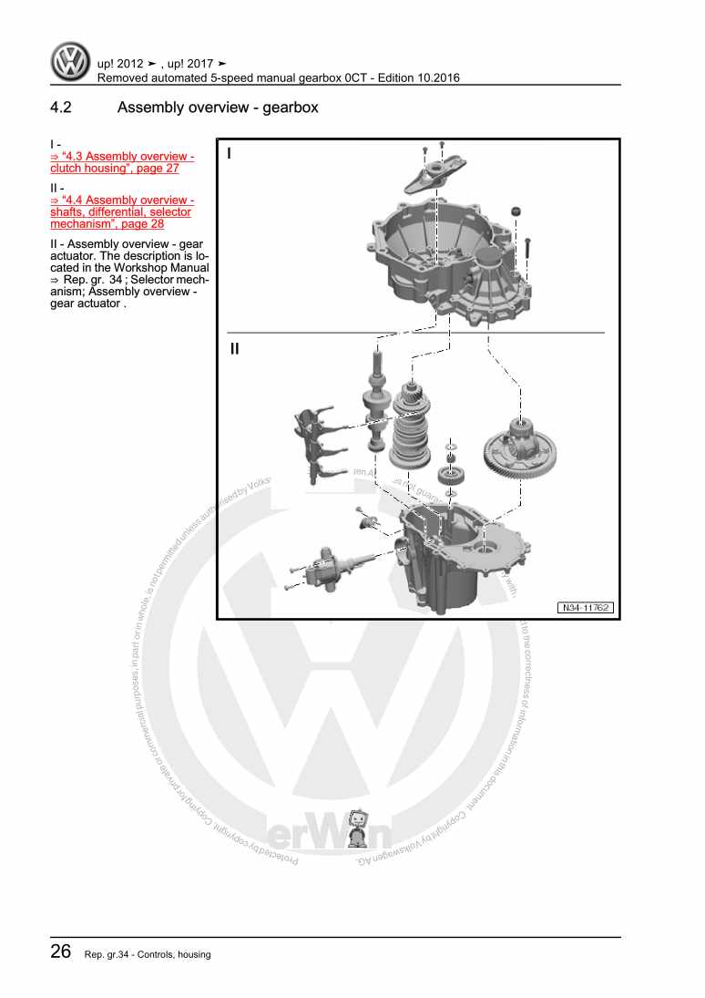 Examplepage for repair manual 2 Removed automated 5-speed manual gearbox 0CT