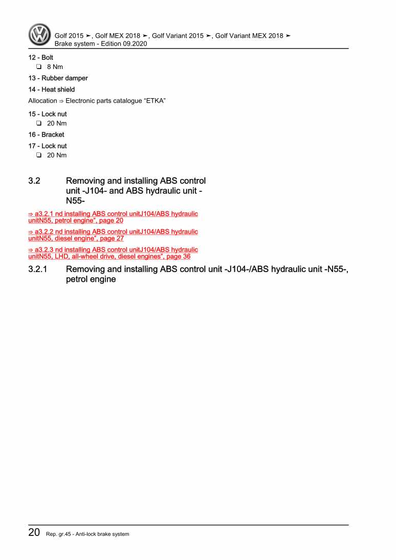 Examplepage for repair manual 3 Brake system