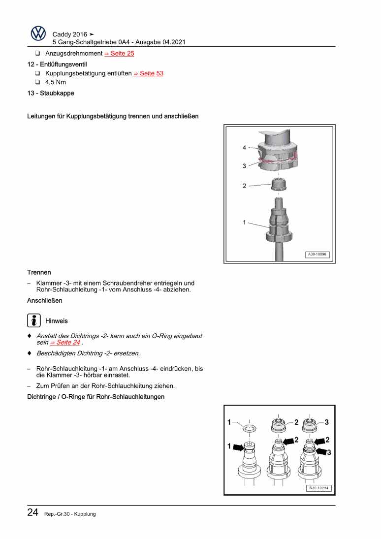 Examplepage for repair manual 5 Gang-Schaltgetriebe 0A4