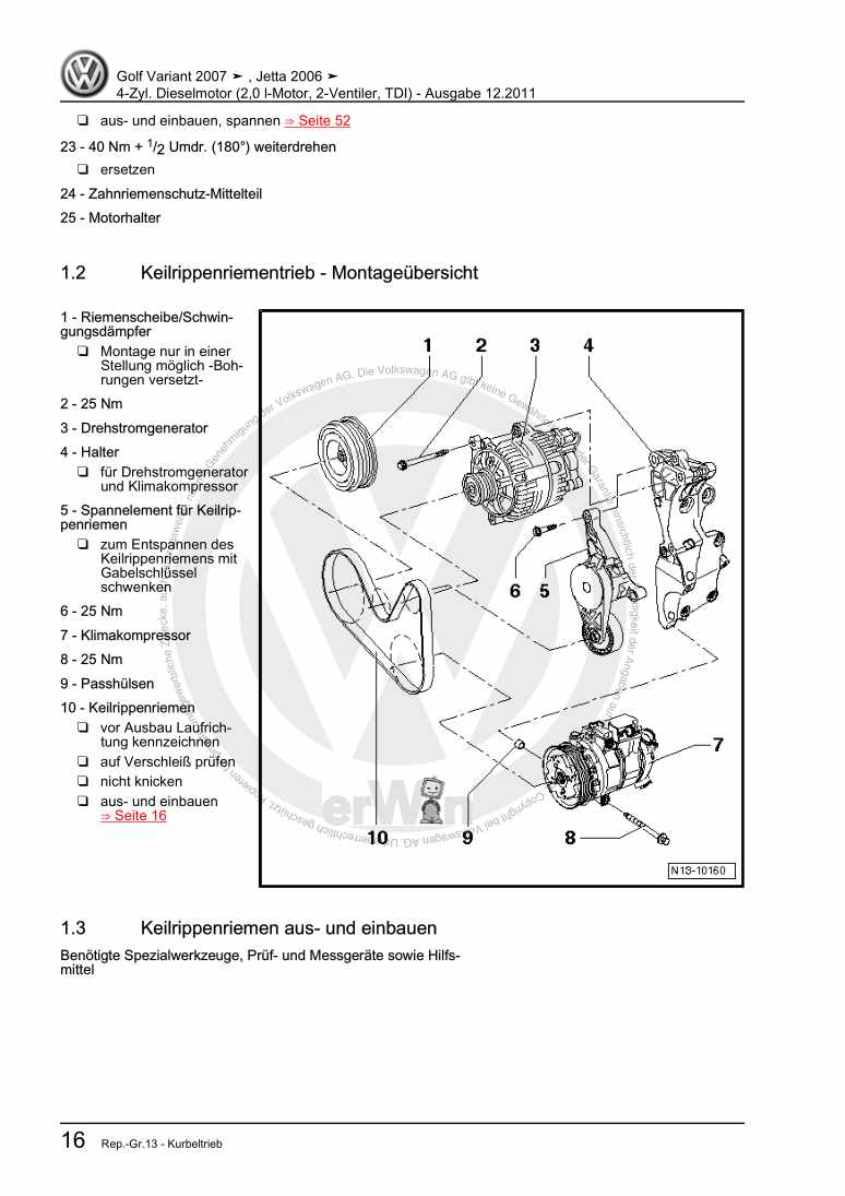 Beispielseite für Reparaturanleitung 2 4-Zyl. Dieselmotor (2,0 l-Motor, 2-Ventiler, TDI)