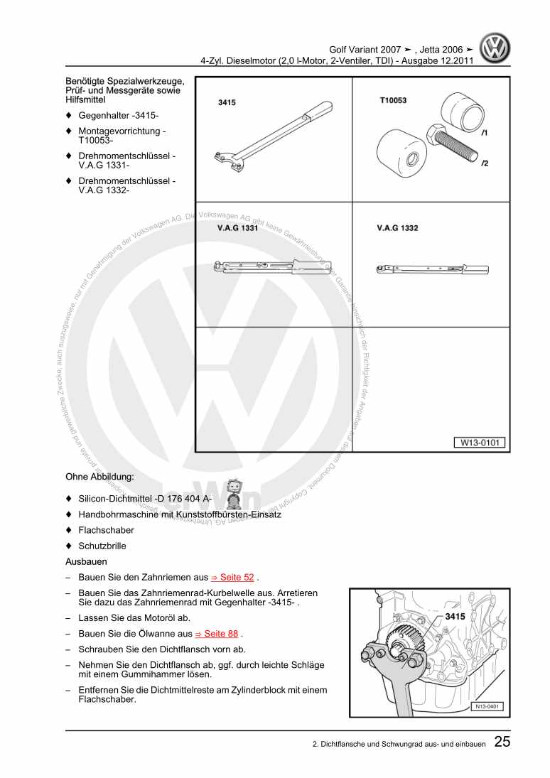 Beispielseite für Reparaturanleitung 3 4-Zyl. Dieselmotor (2,0 l-Motor, 2-Ventiler, TDI)