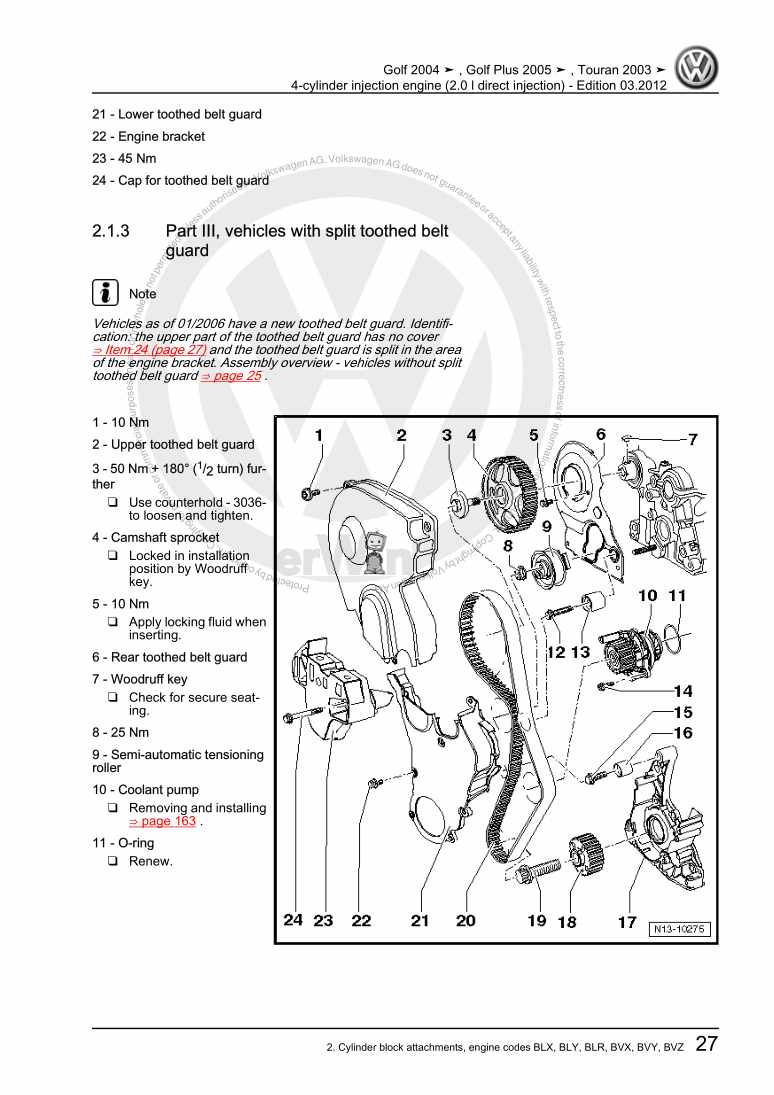 Examplepage for repair manual 2 4-cylinder injection engine (2.0 l direct injection)