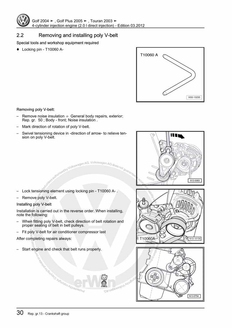 Examplepage for repair manual 3 4-cylinder injection engine (2.0 l direct injection)