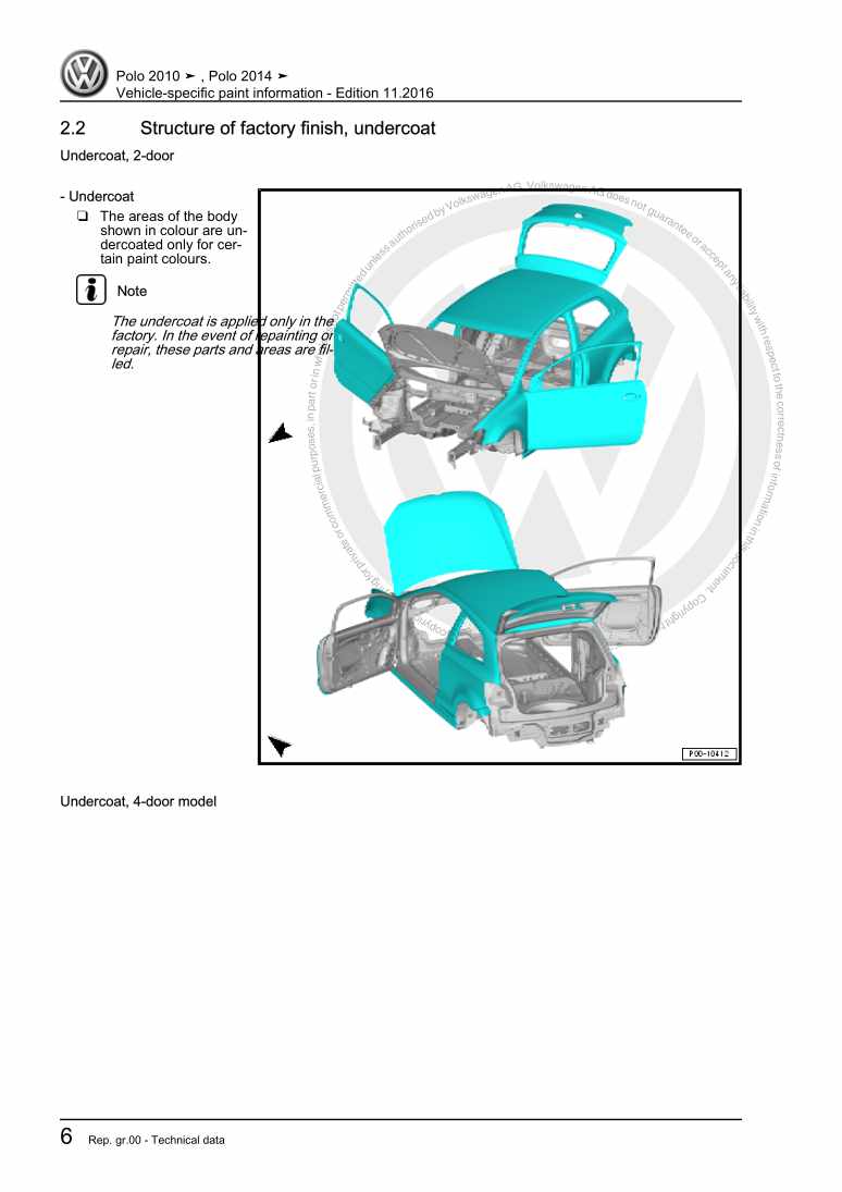 Examplepage for repair manual 2 Vehicle-specific paint information