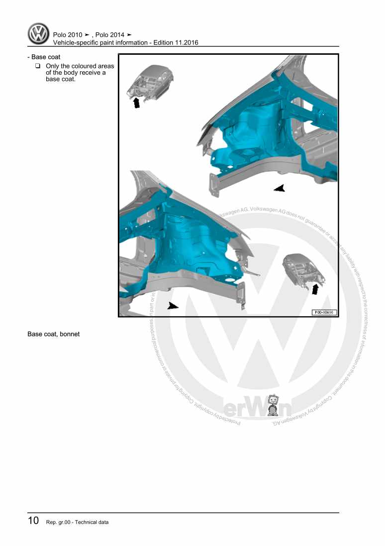 Examplepage for repair manual 3 Vehicle-specific paint information