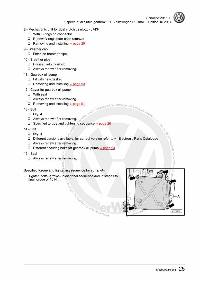 Examplepage for repair manual 2 6-speed dual clutch gearbox 02E Volkswagen R GmbH