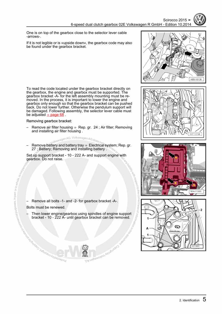 Examplepage for repair manual 3 6-speed dual clutch gearbox 02E Volkswagen R GmbH