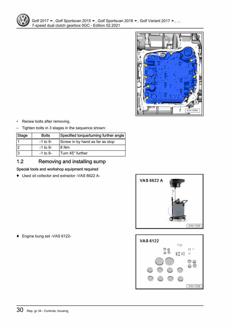 Examplepage for repair manual 7-speed dual clutch gearbox 0GC