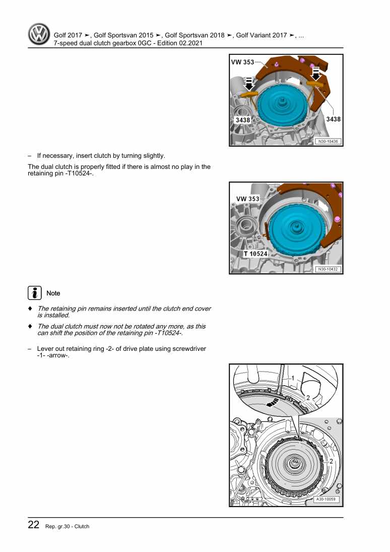 Examplepage for repair manual 2 7-speed dual clutch gearbox 0GC