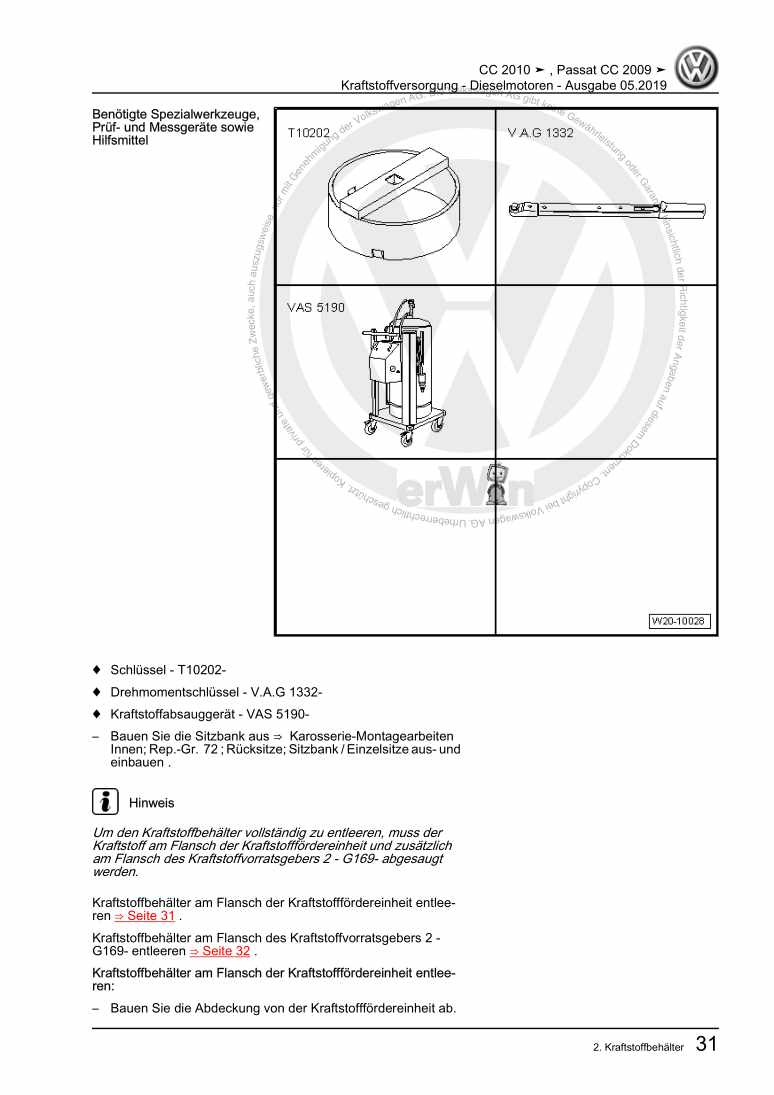 Examplepage for repair manual 2 Kraftstoffversorgung - Dieselmotoren