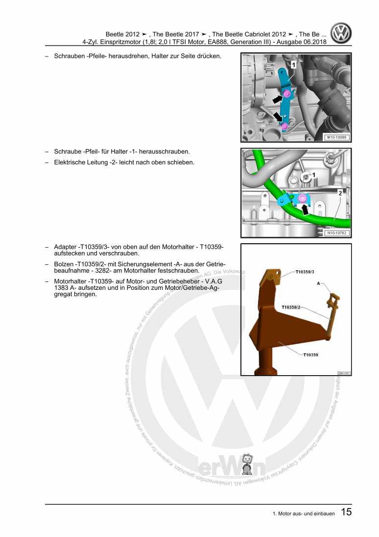 Beispielseite für Reparaturanleitung 3 4-Zyl. Einspritzmotor (1,8l; 2,0 l TFSI Motor, EA888, Generation III)