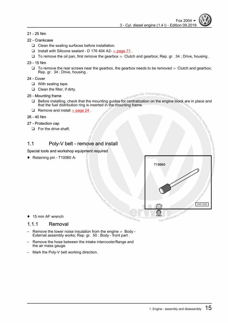 Examplepage for repair manual 3 - Cyl. diesel engine (1.4 l)
