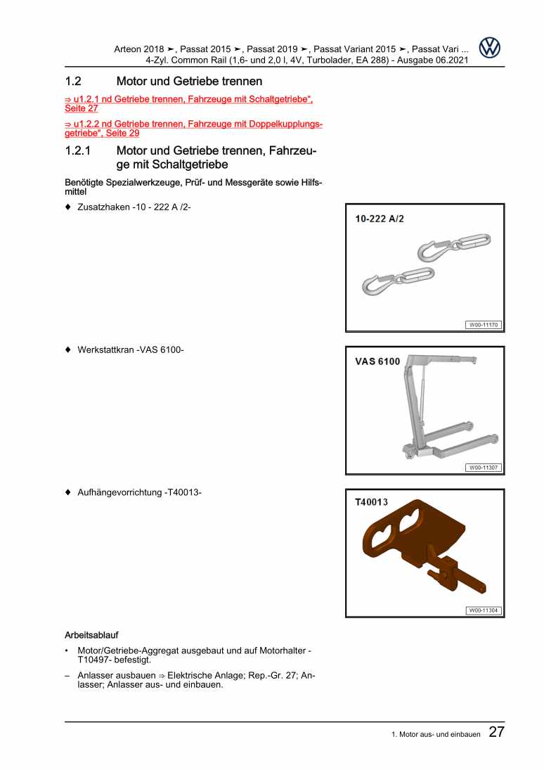 Beispielseite für Reparaturanleitung 2 4-Zyl. Common Rail (1,6- und 2,0 l, 4V, Turbolader, EA 288)