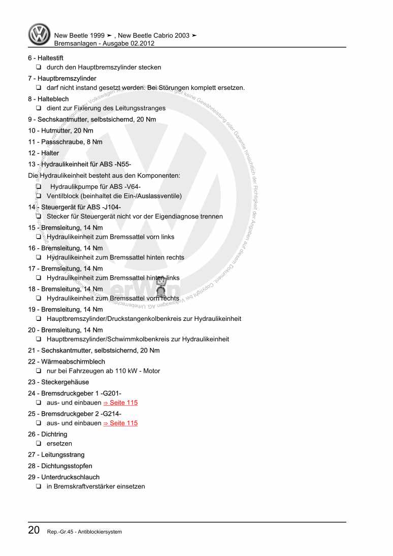 Beispielseite für Reparaturanleitung 3 Bremsanlagen