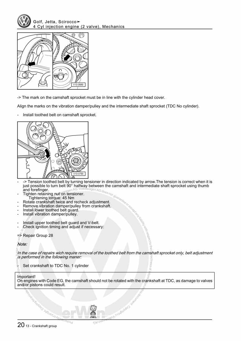 Examplepage for repair manual 4 Cyl injection engine (2 valve), Mechanics