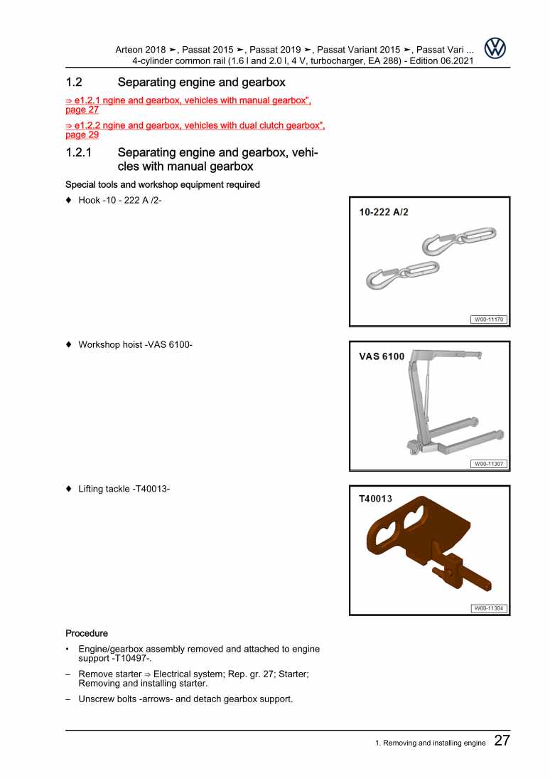 Examplepage for repair manual 2 4-cylinder common rail (1.6 l and 2.0 l, 4 V, turbocharger, EA 288)