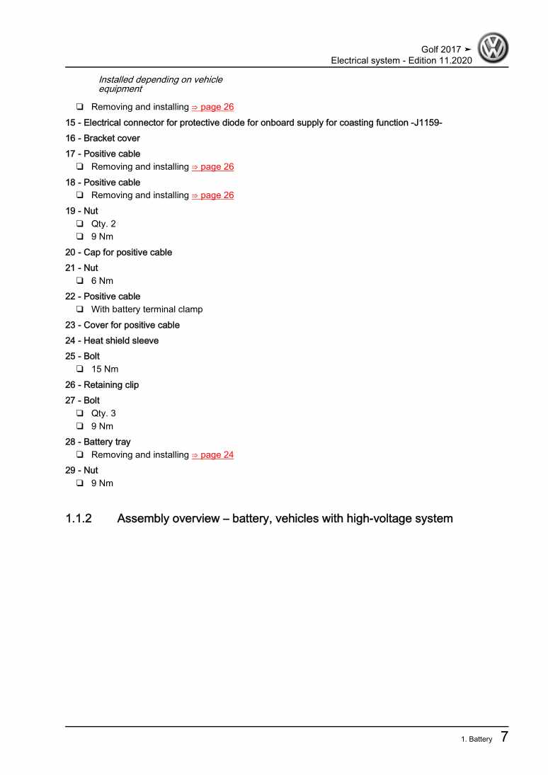 Examplepage for repair manual 3 Electrical system