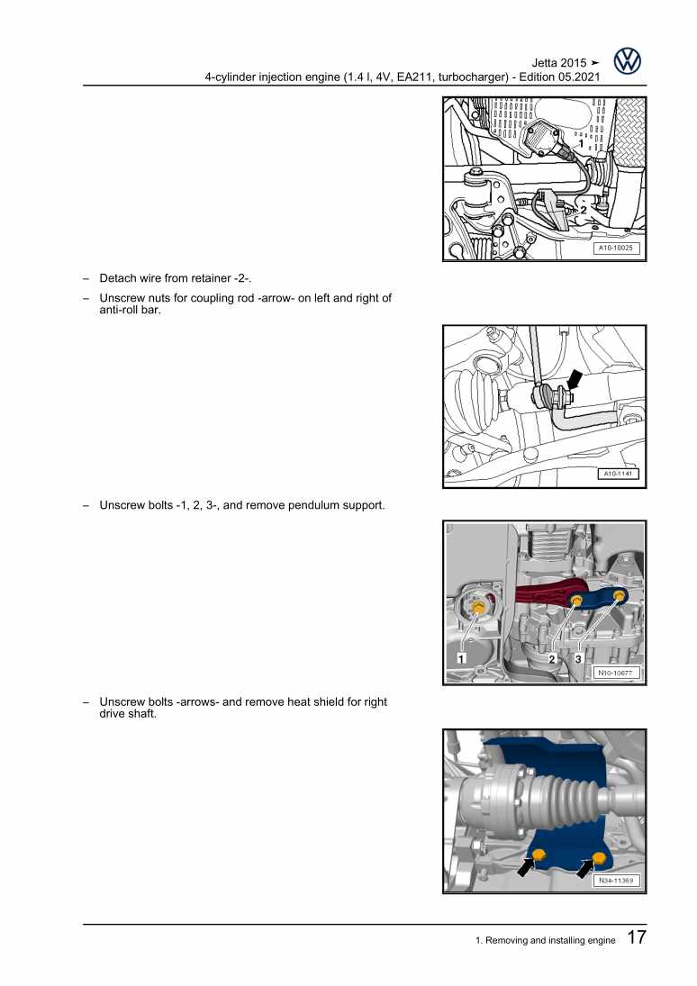 Examplepage for repair manual 4-cylinder injection engine (1.4 l, 4V, EA211, turbocharger)