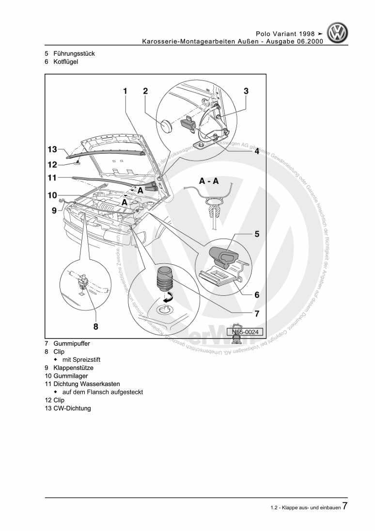 Examplepage for repair manual Karosserie-Montagearbeiten Außen