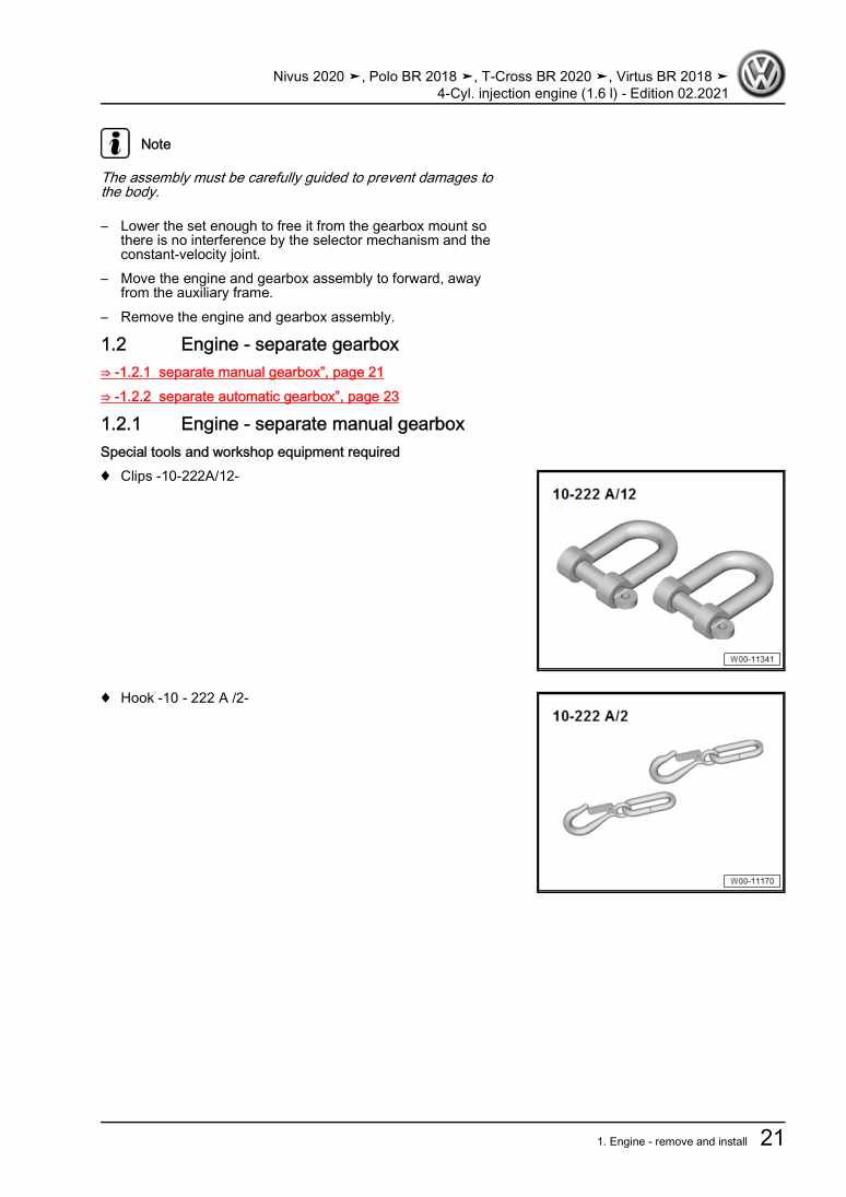 Examplepage for repair manual 4-Cyl. injection engine (1.6 l)