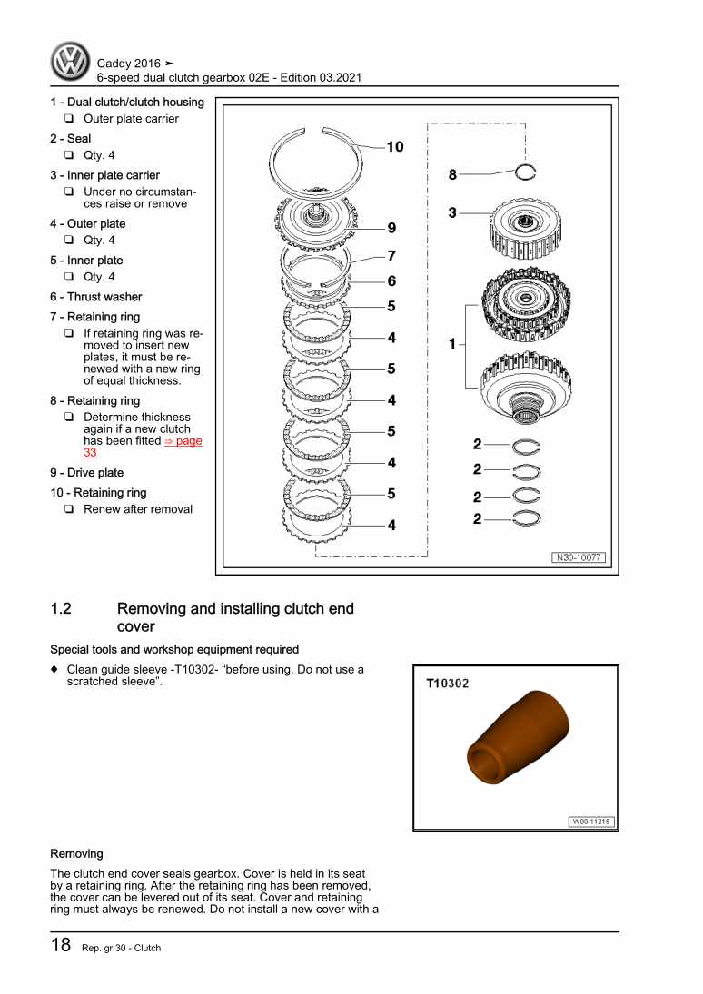 Beispielseite für Reparaturanleitung 3 6-speed dual clutch gearbox 02E