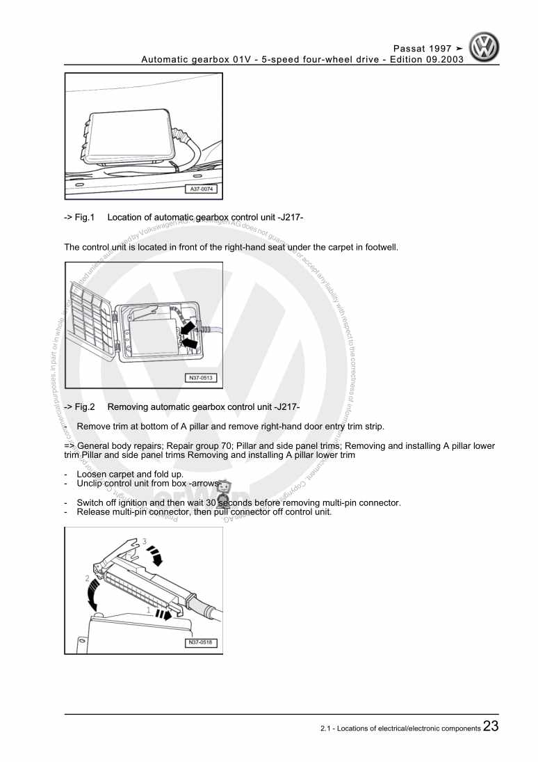 Examplepage for repair manual Automatic gearbox 01V - 5-speed four-wheel drive