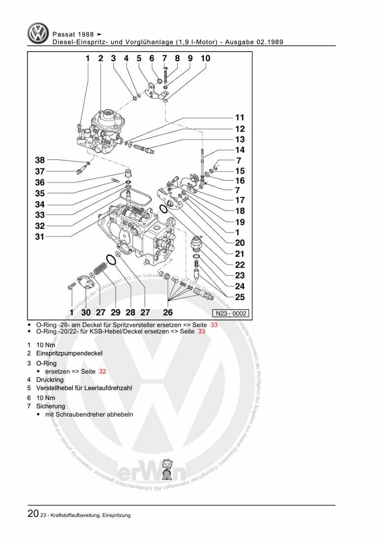 Beispielseite für Reparaturanleitung Diesel-Einspritz- und Vorglühanlage (1,9 l-Motor)