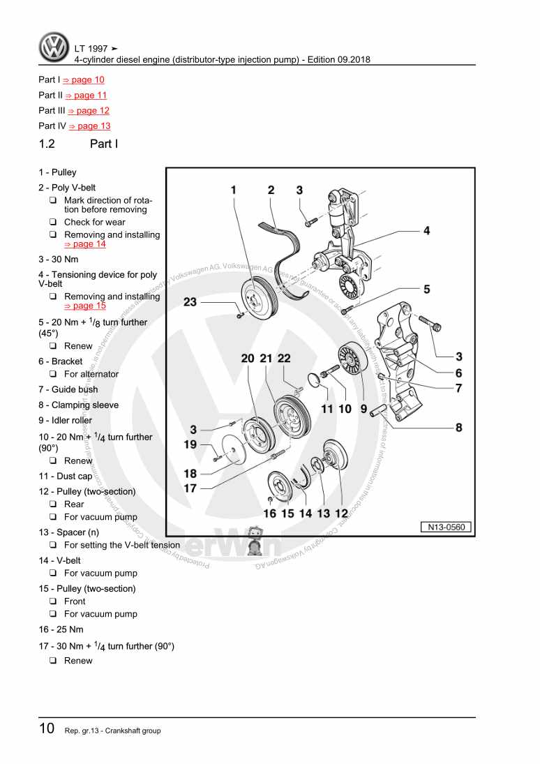 Examplepage for repair manual 2 4-cylinder diesel engine (distributor-type injection pump)