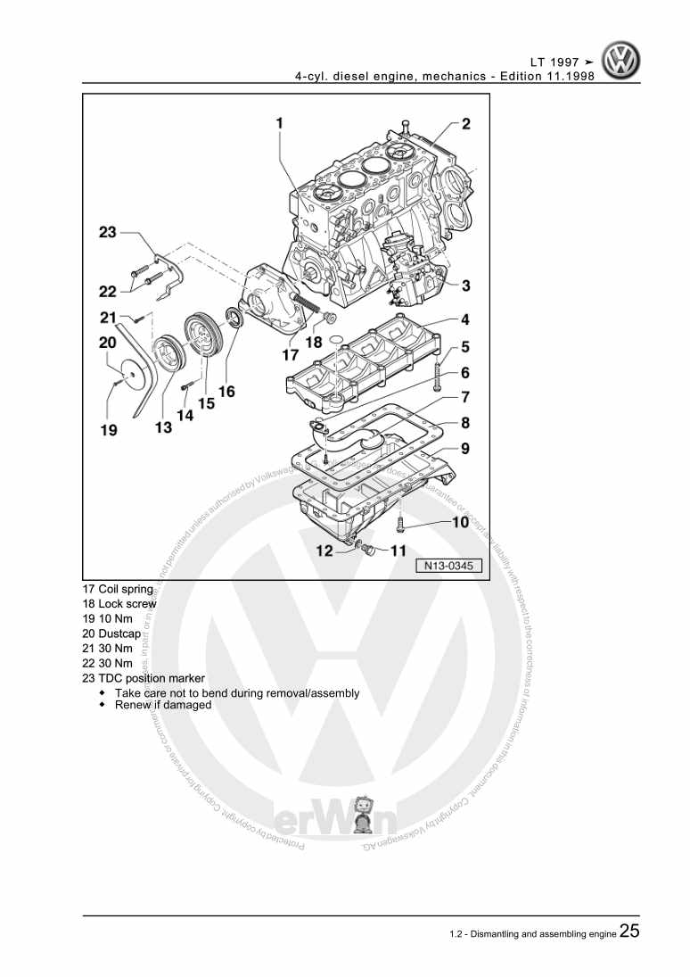 Examplepage for repair manual 2 4-cyl. diesel engine, mechanics