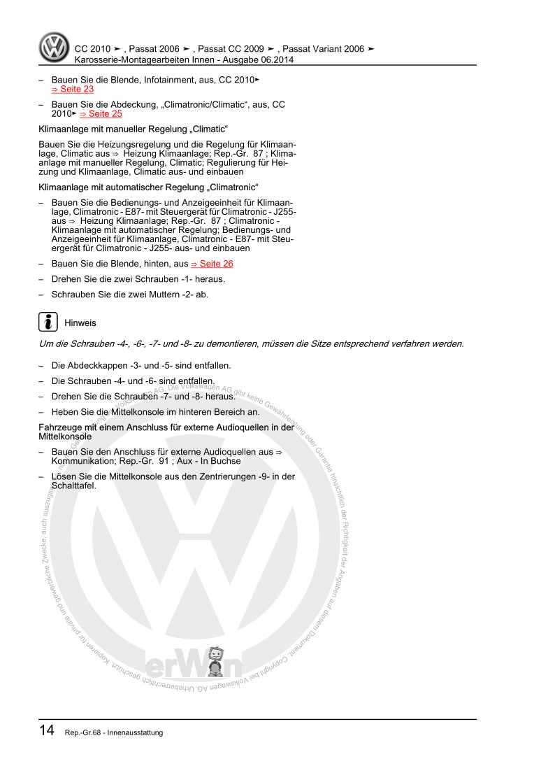 Beispielseite für Reparaturanleitung 3 Karosserie-Montagearbeiten Innen