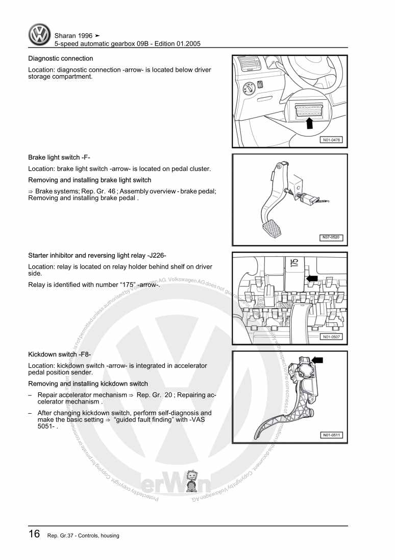 Examplepage for repair manual 3 5-speed automatic gearbox 09B