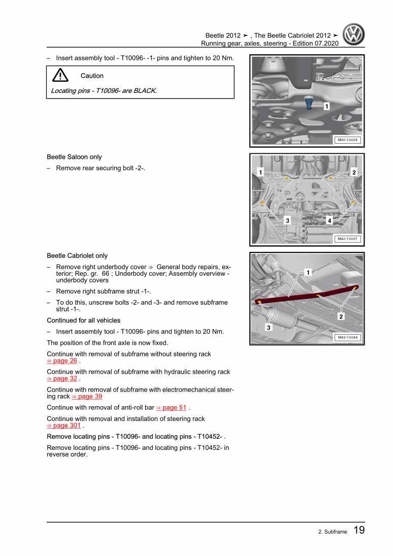 Examplepage for repair manual 2 Running gear, axles, steering