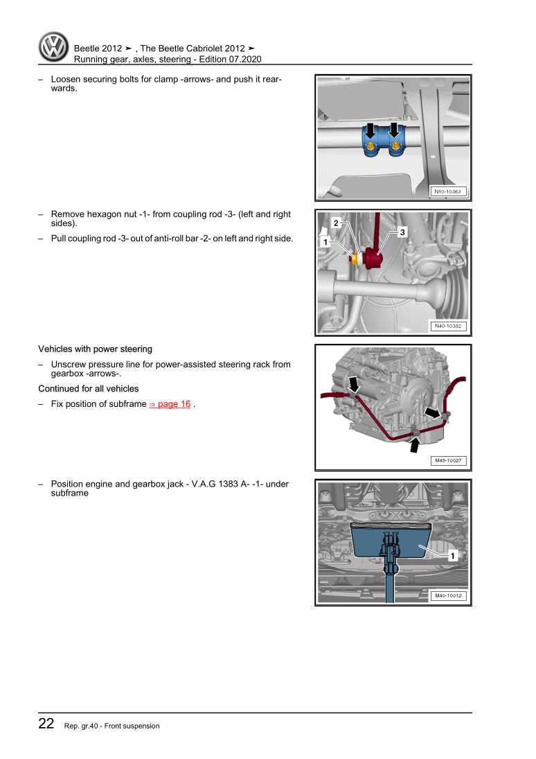 Examplepage for repair manual 3 Running gear, axles, steering