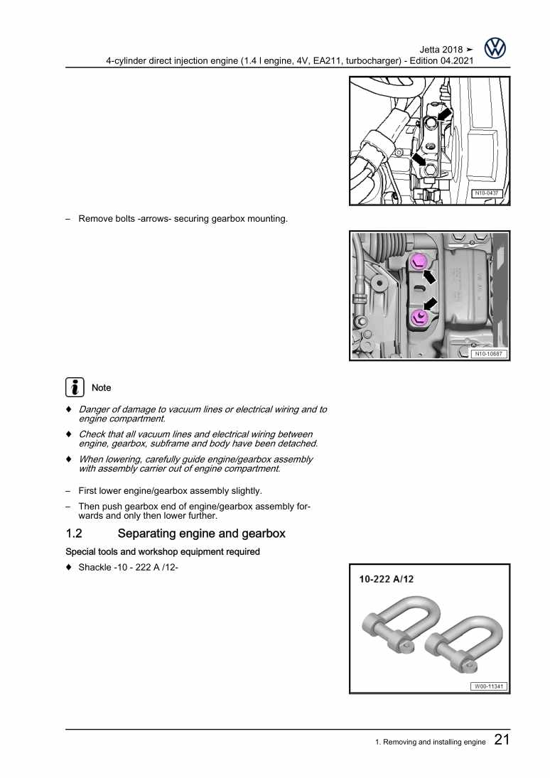Examplepage for repair manual 2 4-cylinder direct injection engine (1.4 l engine, 4V, EA211, turbocharger)