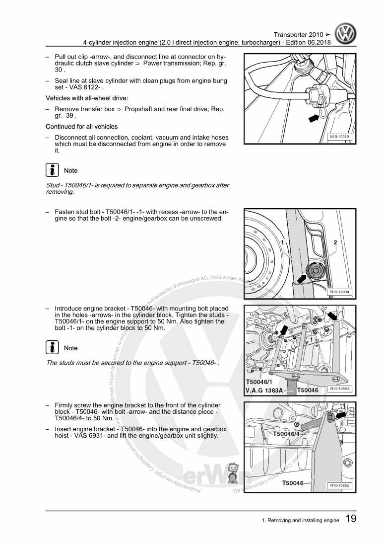 Examplepage for repair manual 3 4-cylinder injection engine (2.0 l direct injection engine, turbocharger)