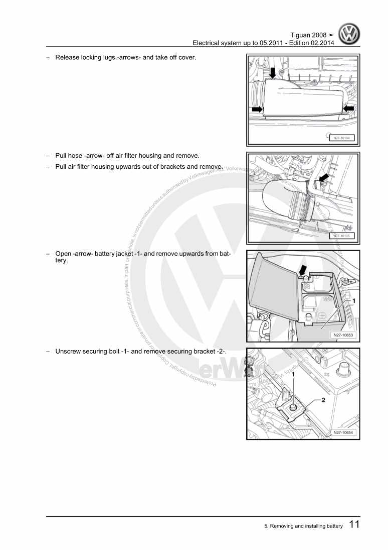 Examplepage for repair manual 2 Electrical system up to 05.2011