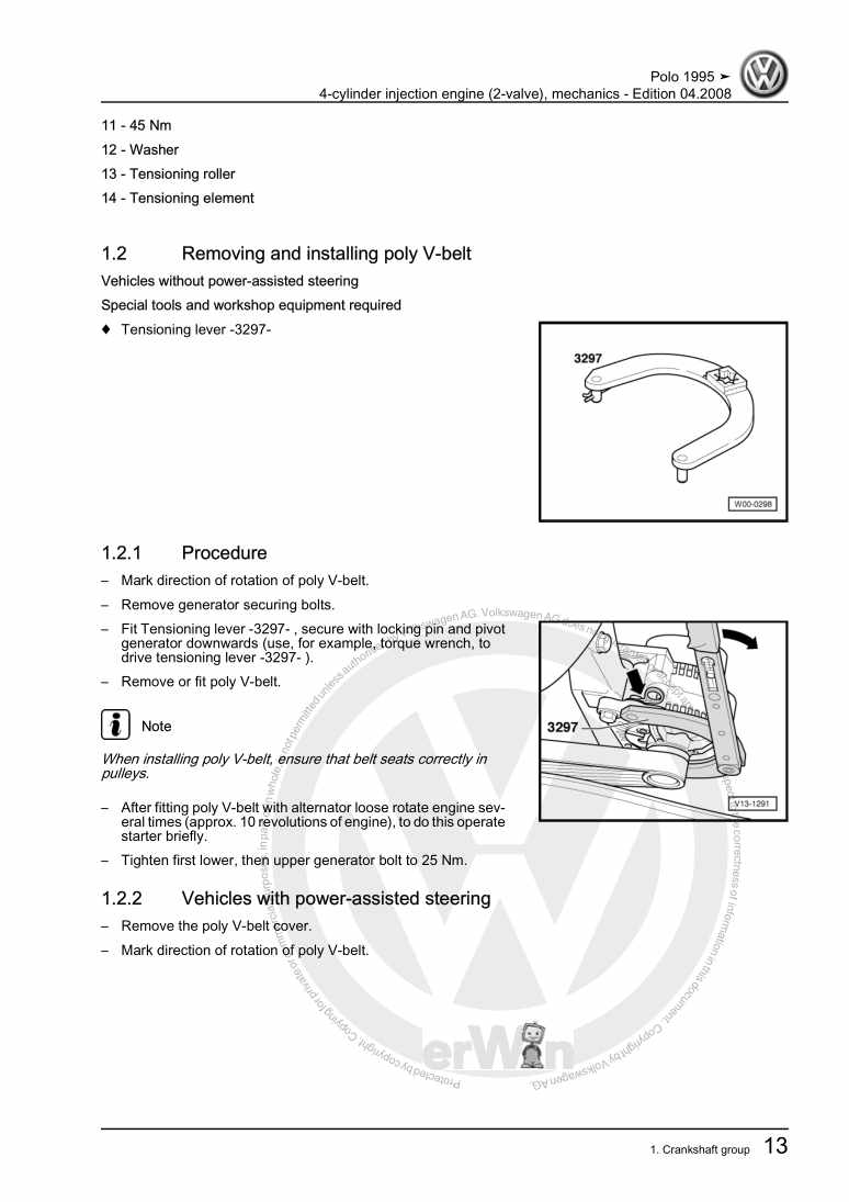 Examplepage for repair manual 4-cylinder injection engine (2-valve), mechanics