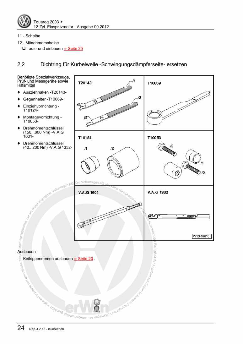 Examplepage for repair manual 2 12-Zyl. Einspritzmotor